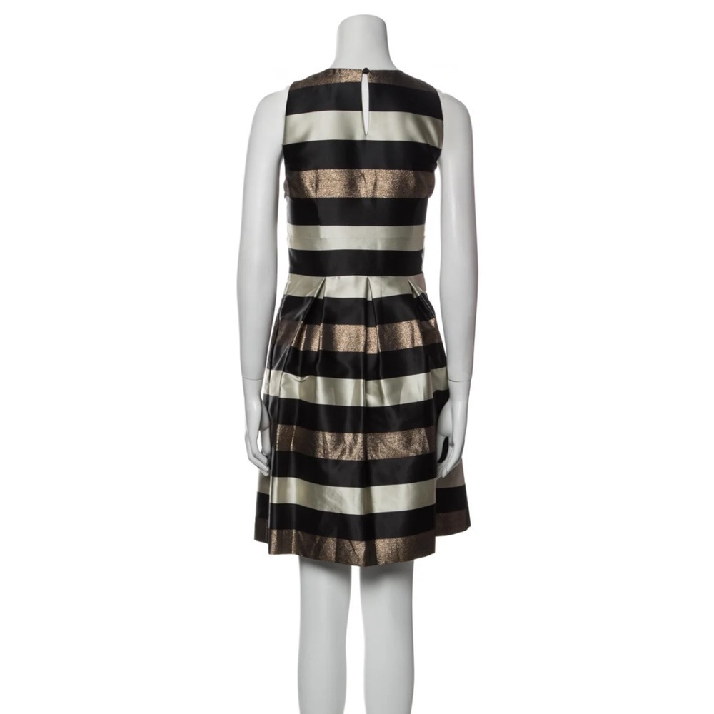 Saks Fifth Avenue Red Label Striped Metallic Pleated A-Line Cocktail Dress, 10 - Picture 4 of 11